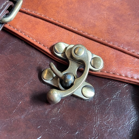 ECOSUSI Vegan Leather Rustic Briefcase/Handbag/Messenger/Crossbody Bag Medium Sz - Picture 10 of 12